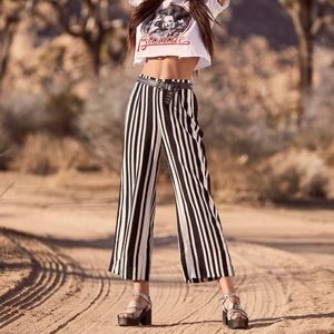Ramon black and white striped culotte pants